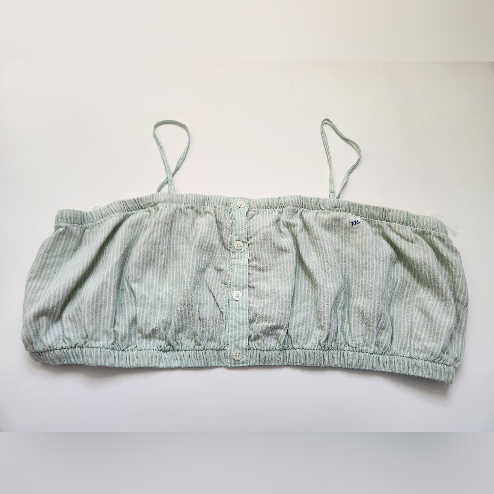 American Eagle Womens Striped White Green Crop Top Size XXL NWT